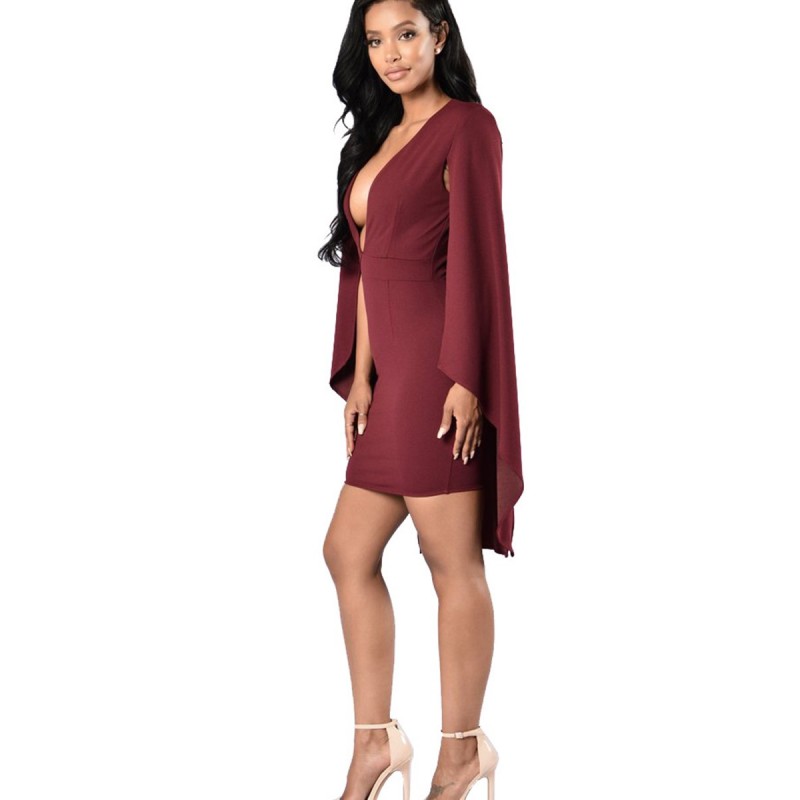 Solid Color Cape Boedycon Dress