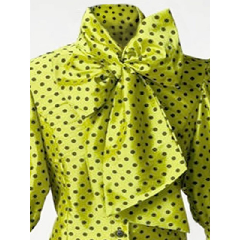 Polka Dot Bow Knot Single Breast Women's Blouse