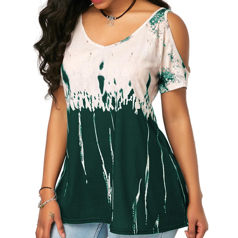 Best Seller Off Shoulder Contrast Color T-shirt