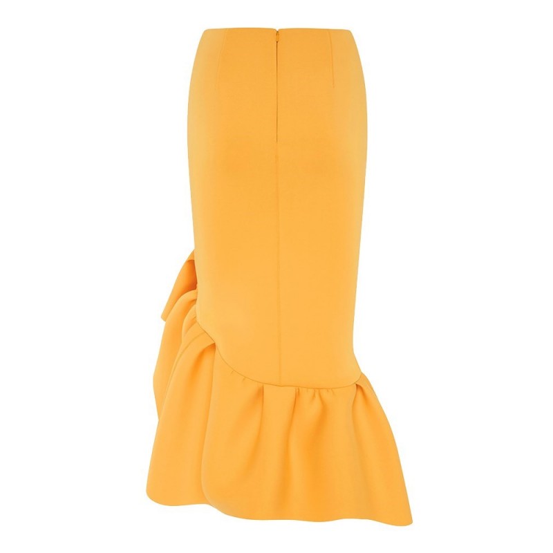 Asymmetric Ruffled Bodycon Women's Skirt