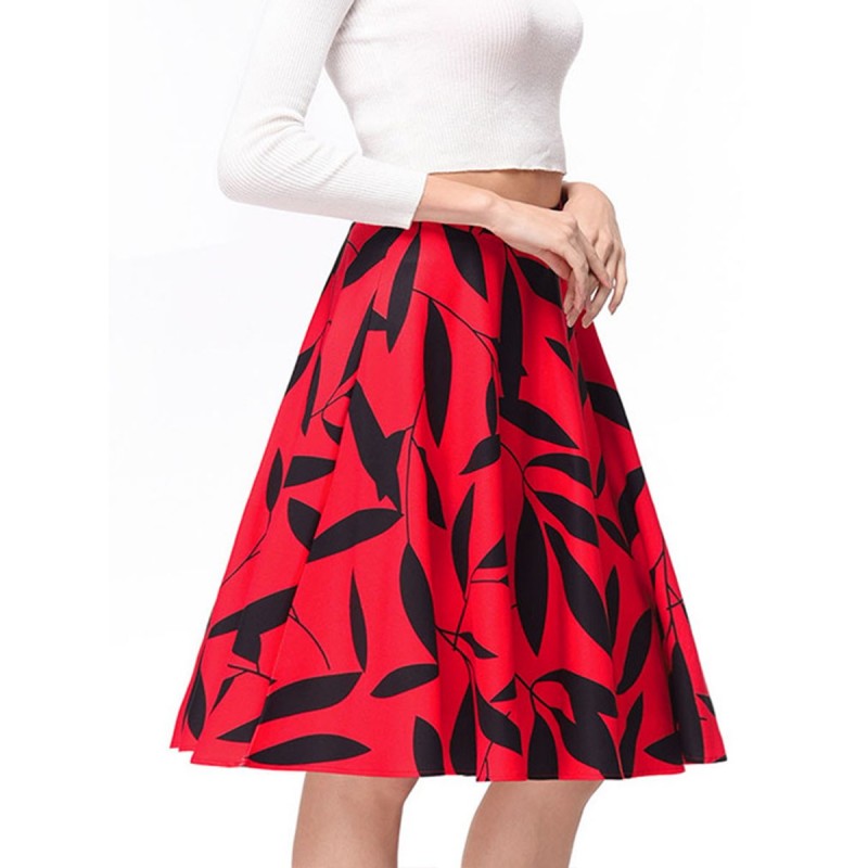 Zipper Printing Stitching Skirt