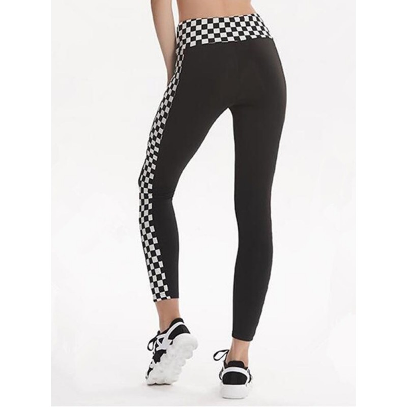 Side Grid Print Skinny Women's Leggings